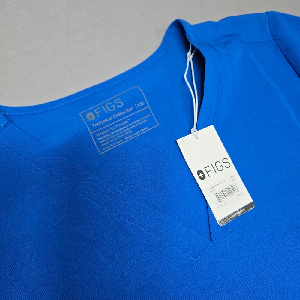 FIGS Casma Three-Pocket Scrub Top 2XL Royal Blue NWT Style FW1100 PO 3352 - Picture 3 of 5